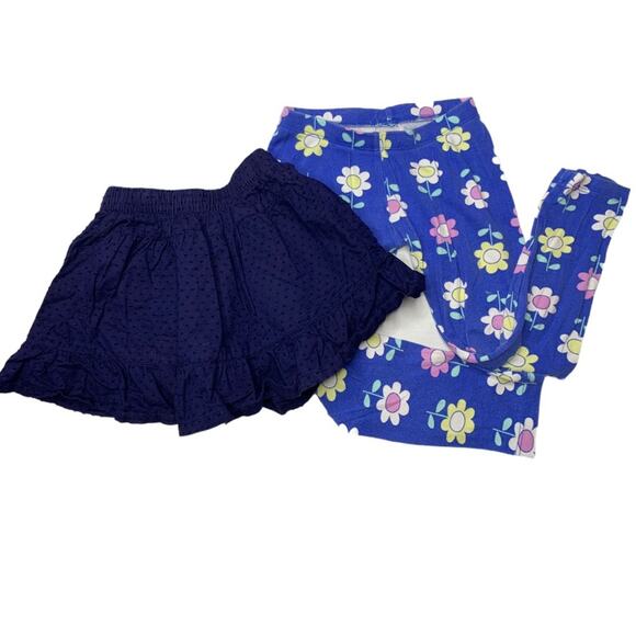 Set 2 Gymboree 4T Blue skirt dots & floral pants - Picture 1 of 8